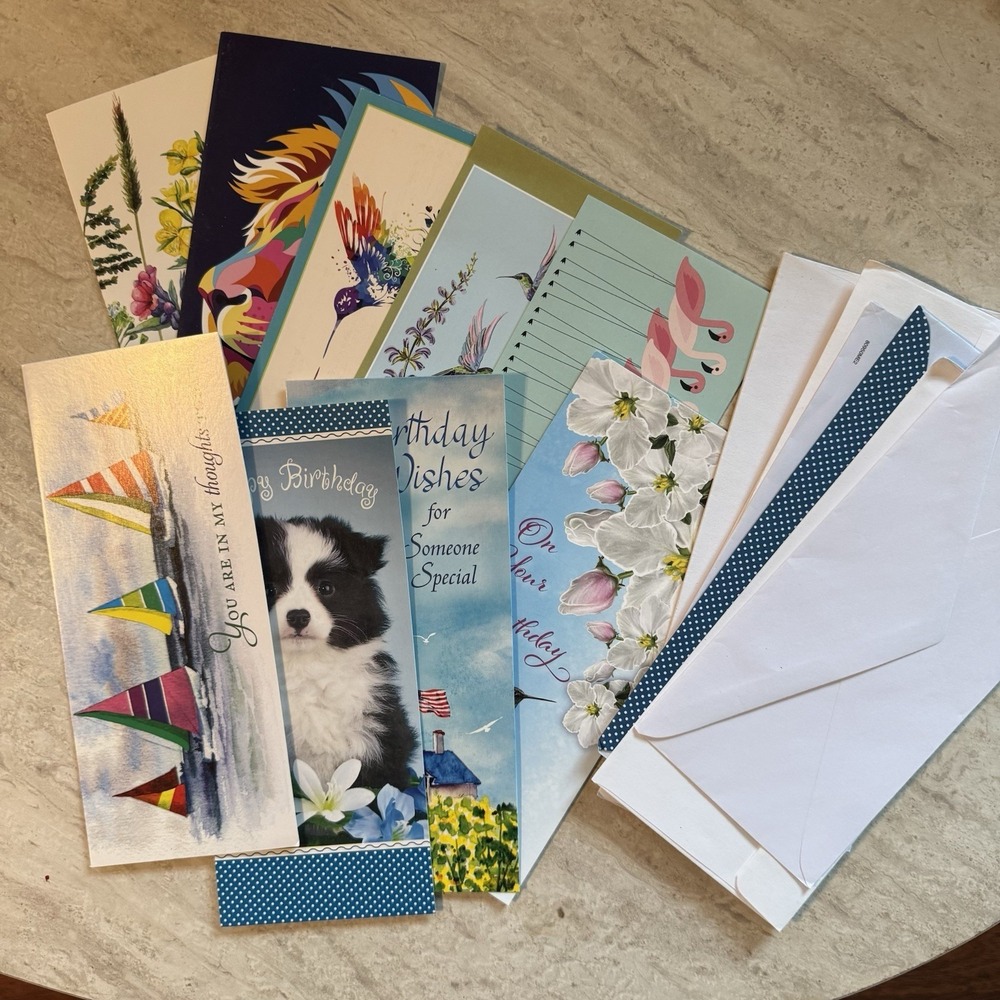 Lot If 10 Money Long Greeting Cards With Envelopes Unused